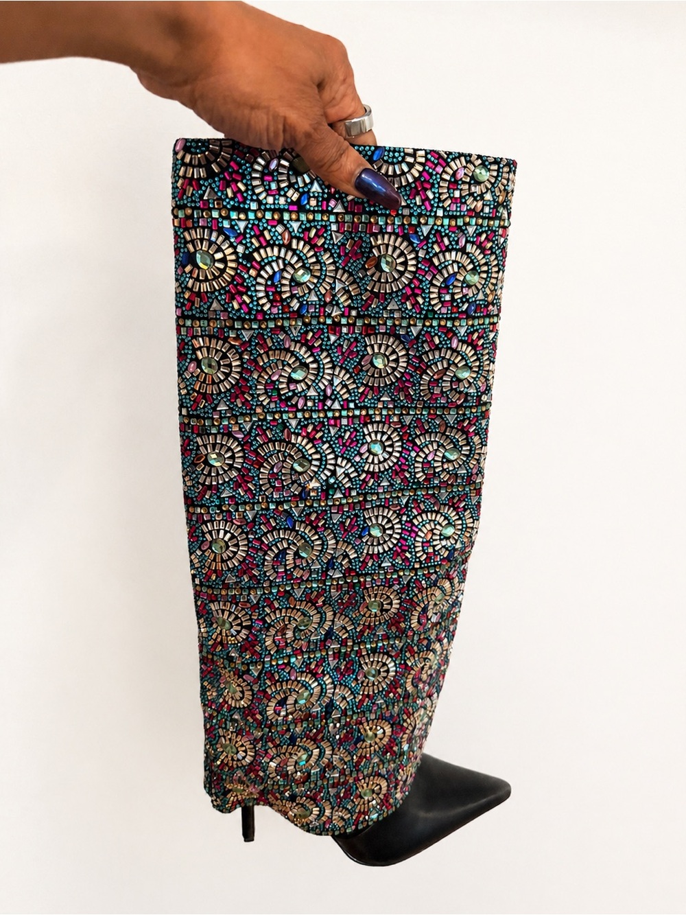 Azalea Wang Rhinestone Mosaic Knee Boots